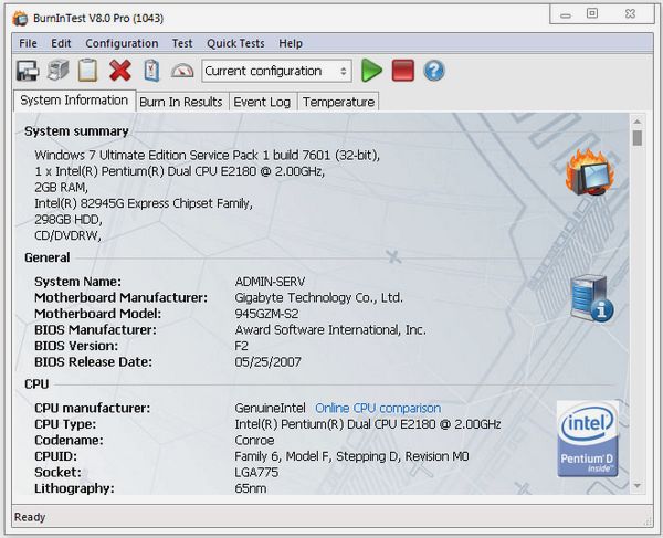 PassMark BurnInTest Professional 8.0 Build 1043