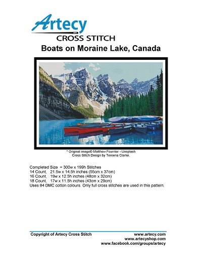 Artecy Cross Stitch - Boats on Moraine Lake, Canada